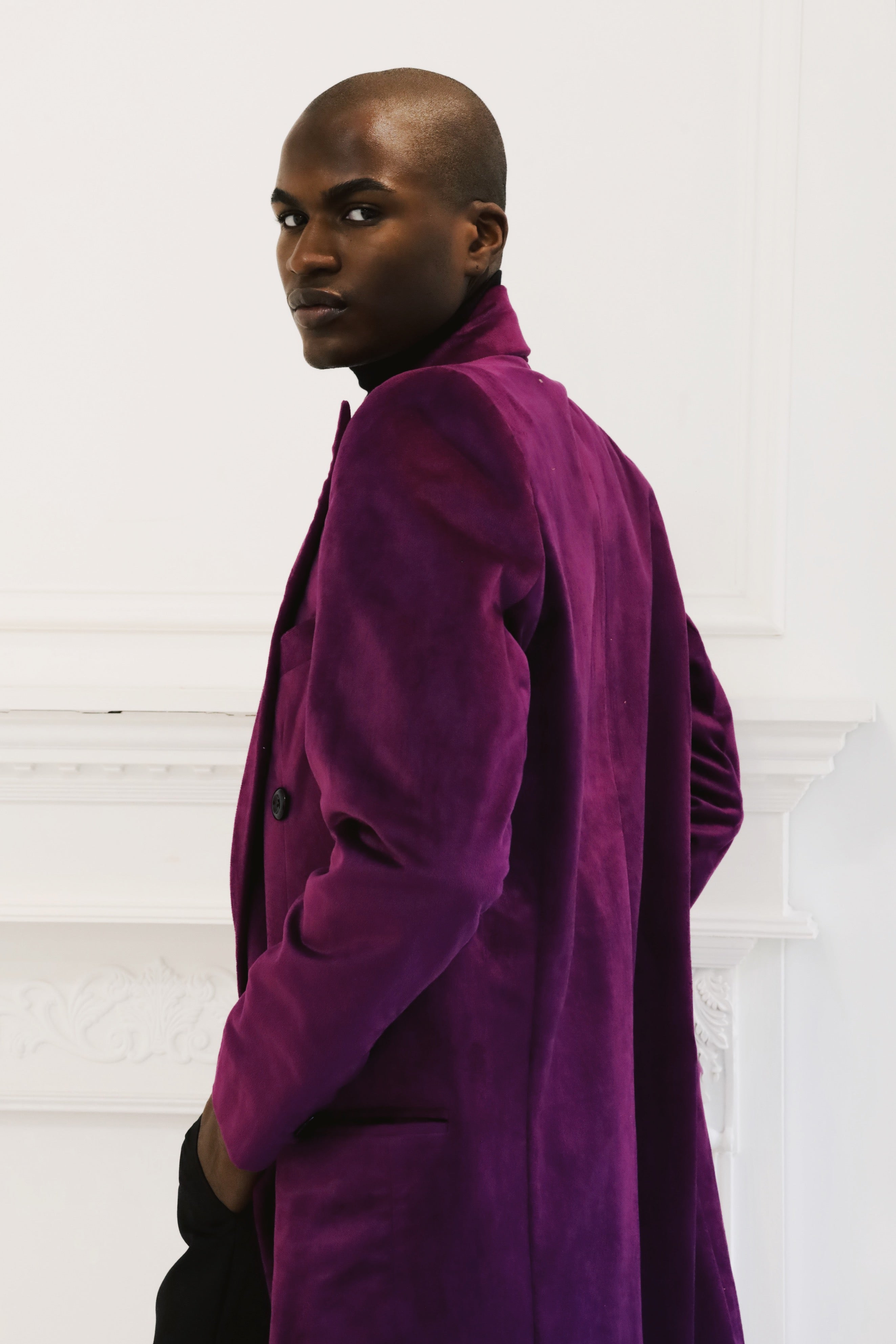 Deep Magenta Velvet Coat