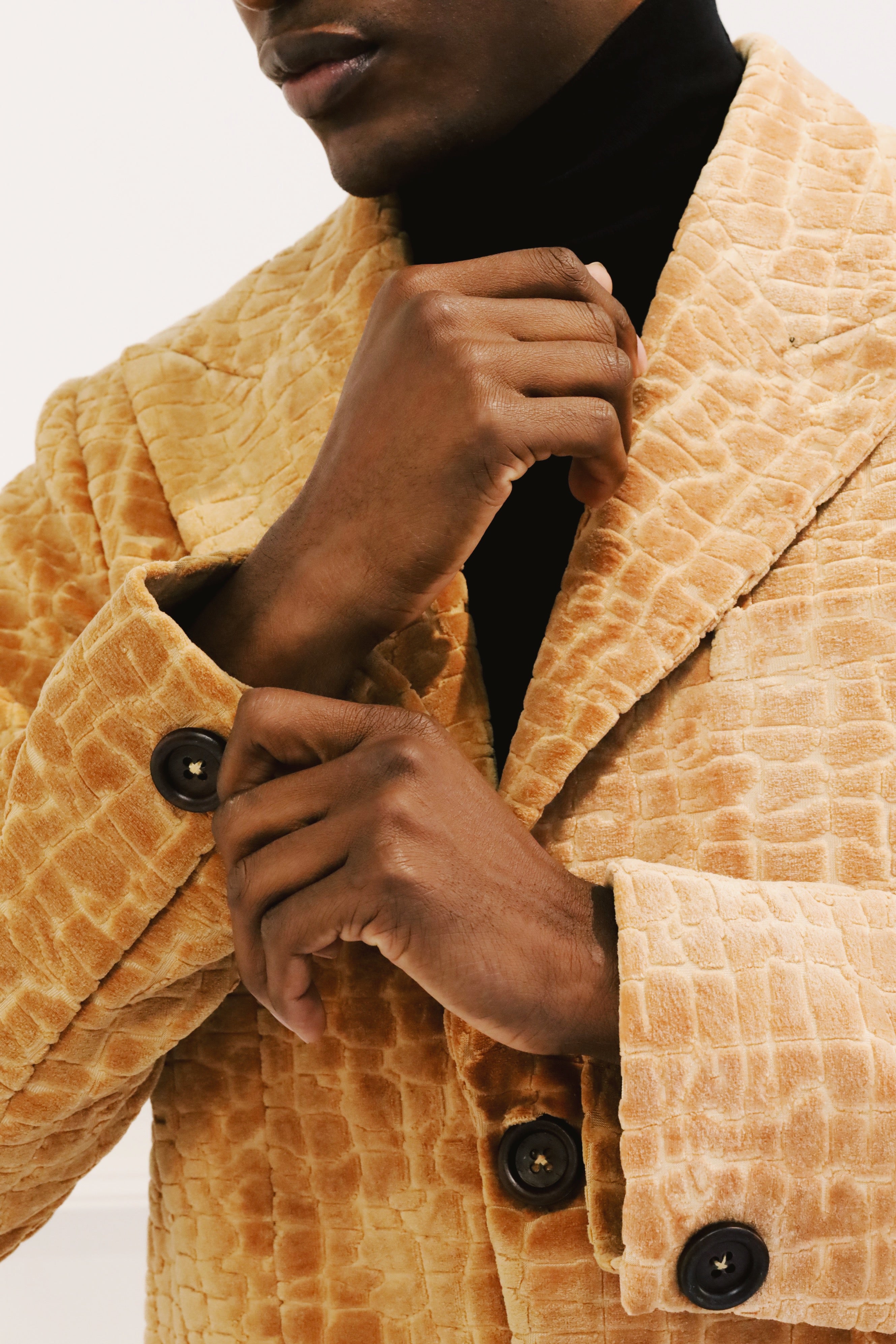 The Golden Camel Croc-Embossed Velvet Coat