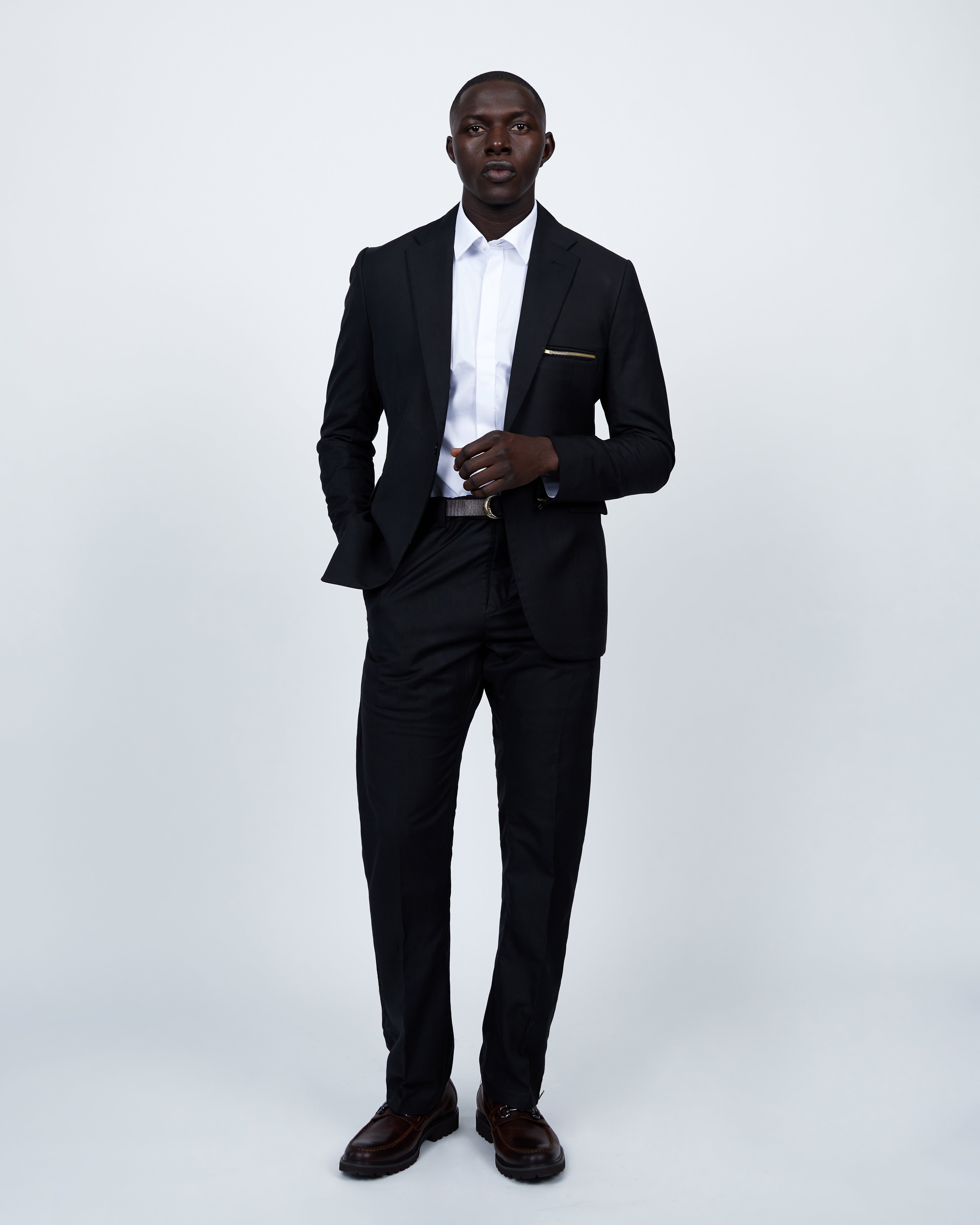 Black Zipper Detail 2 piece suit