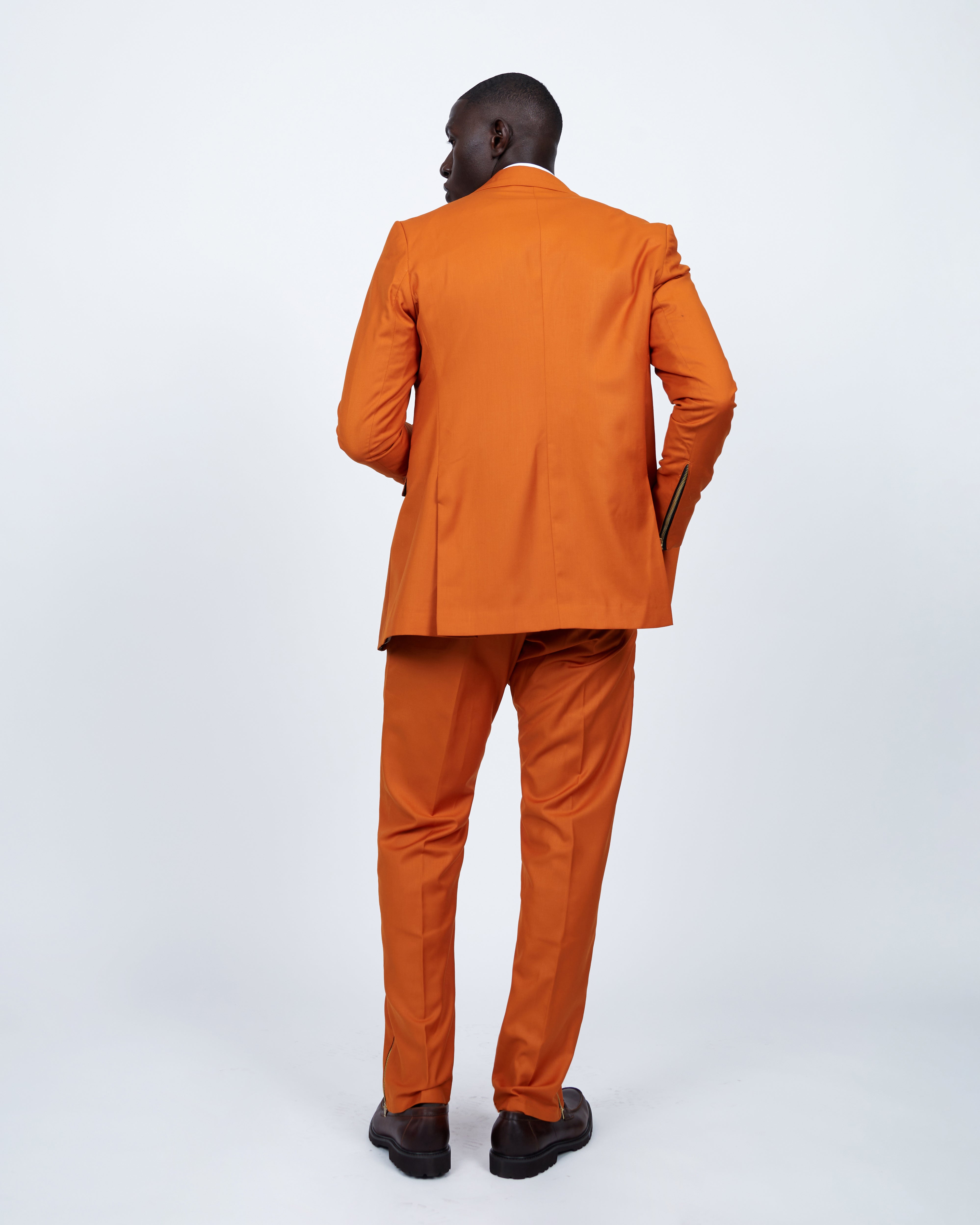 Burnt Orange Zipper detail 2 piece suit