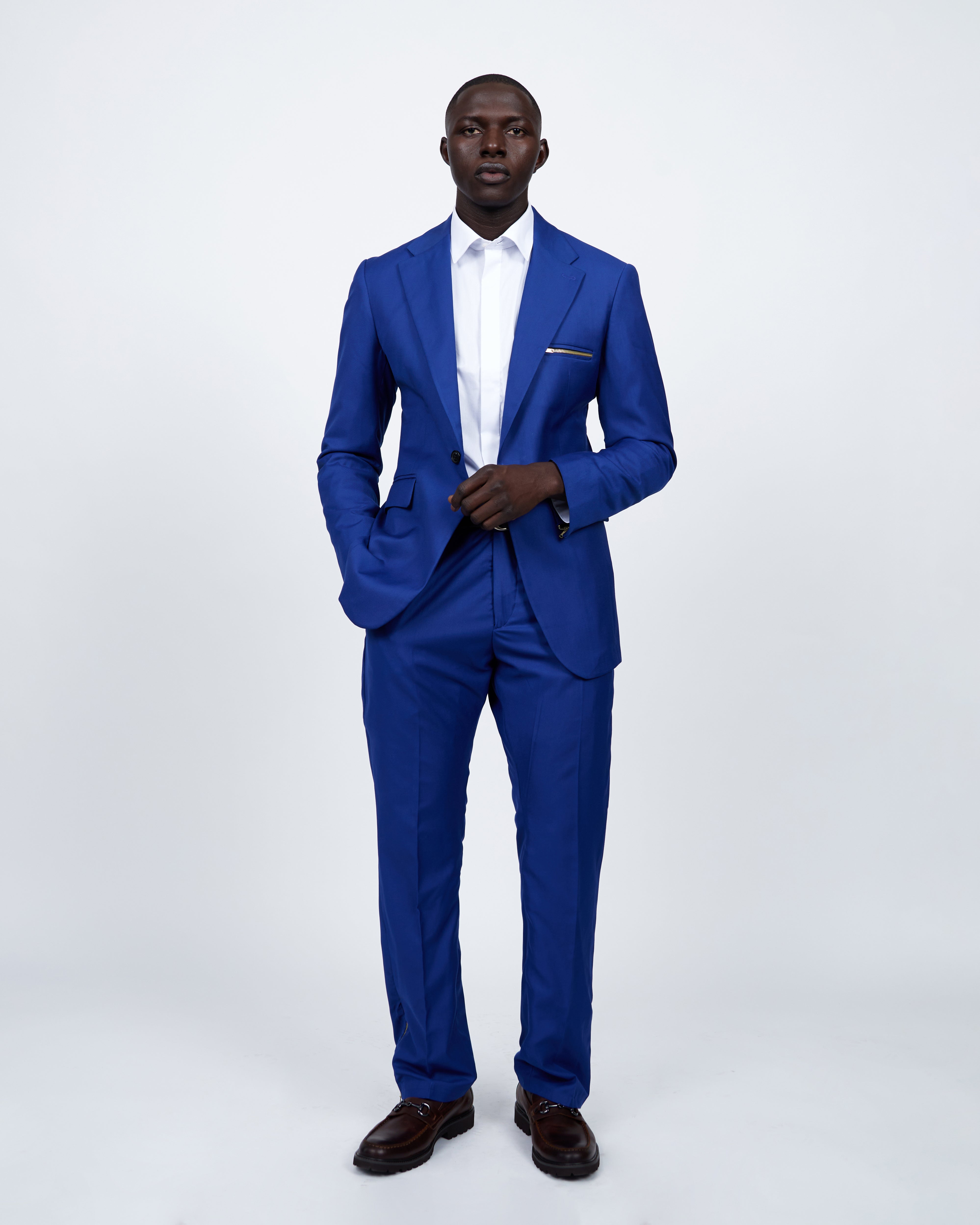 Cobalt Blue Zipper detail 2 piece suit