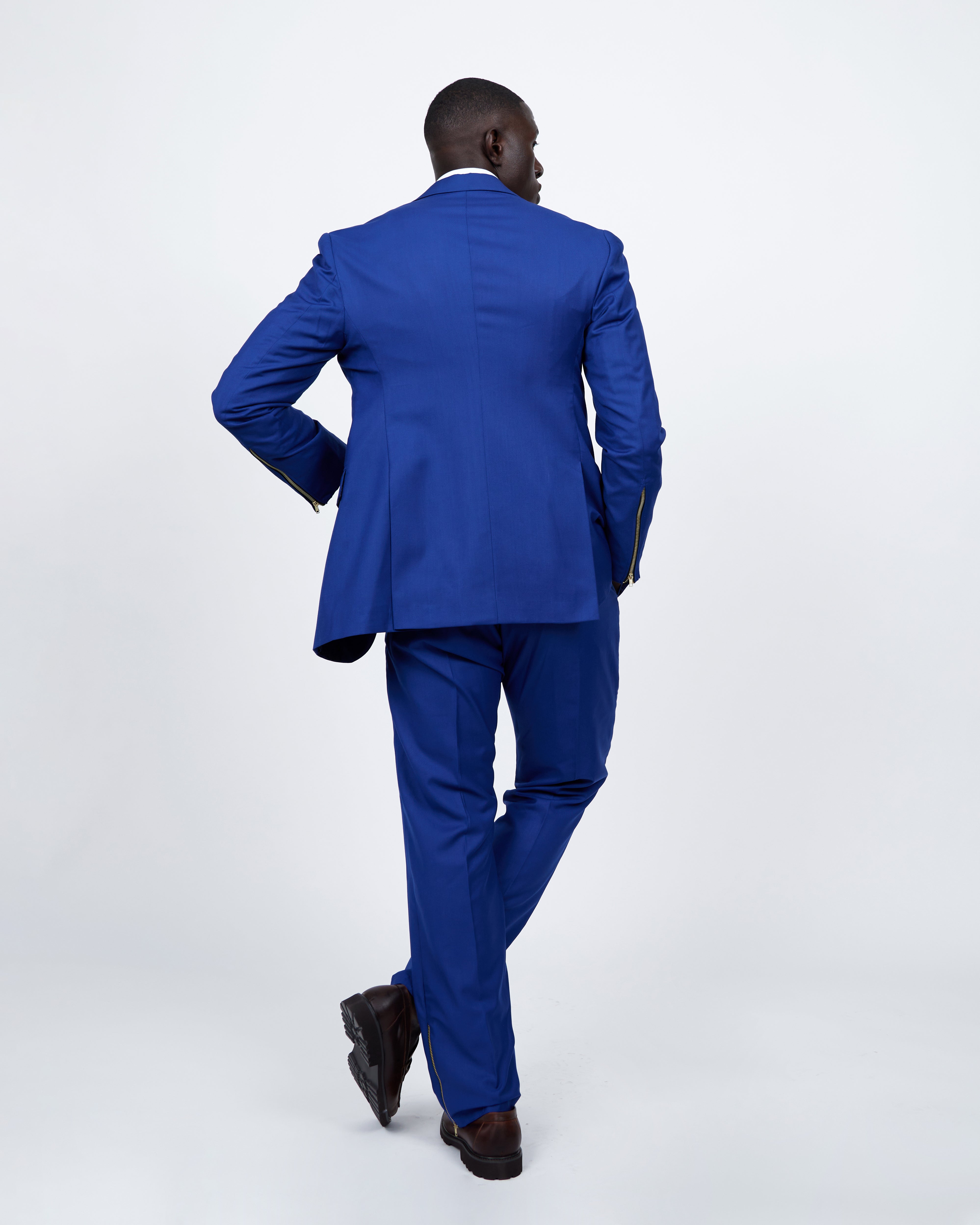 Cobalt Blue Zipper detail 2 piece suit