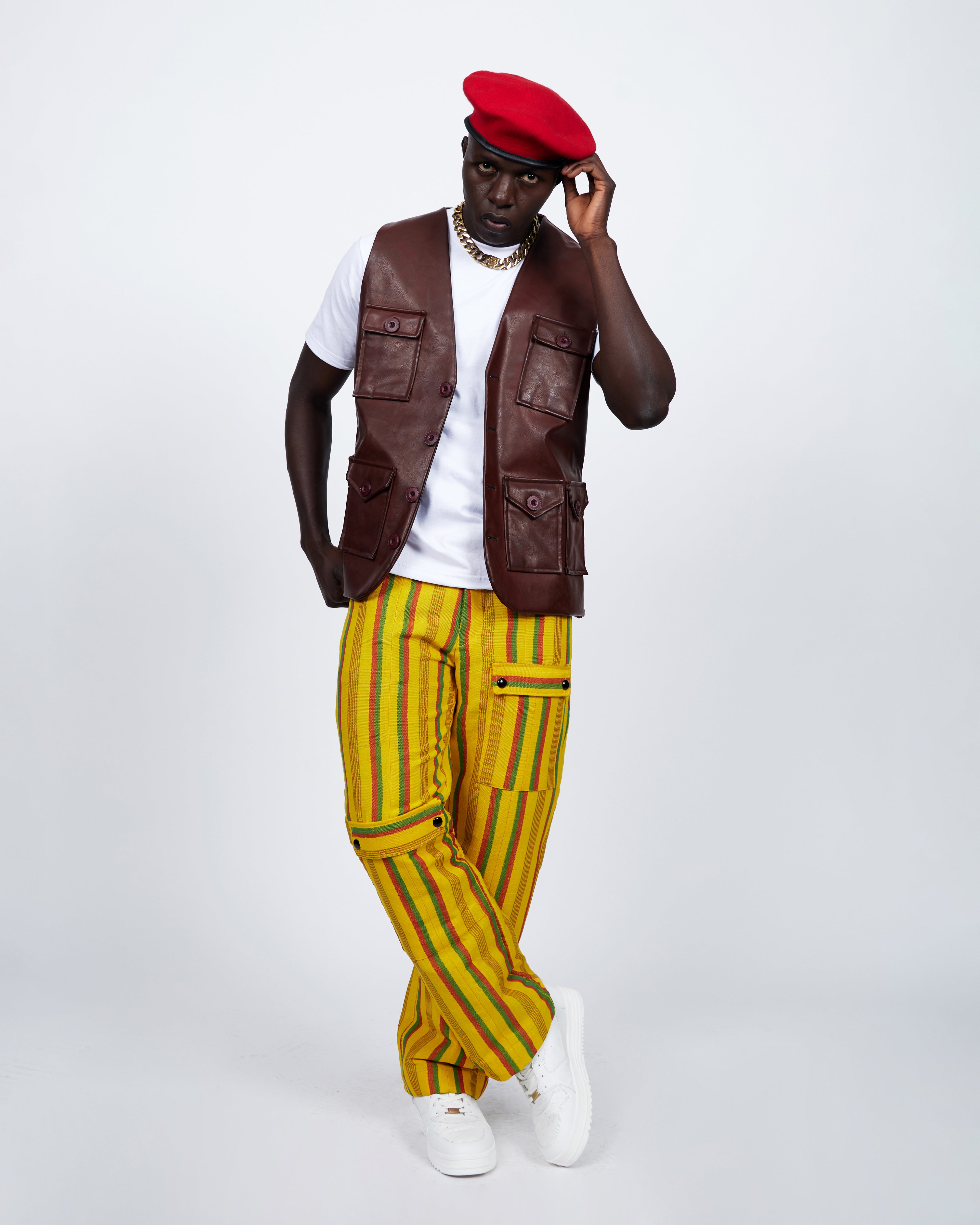 Brown leather 2 piece vest
