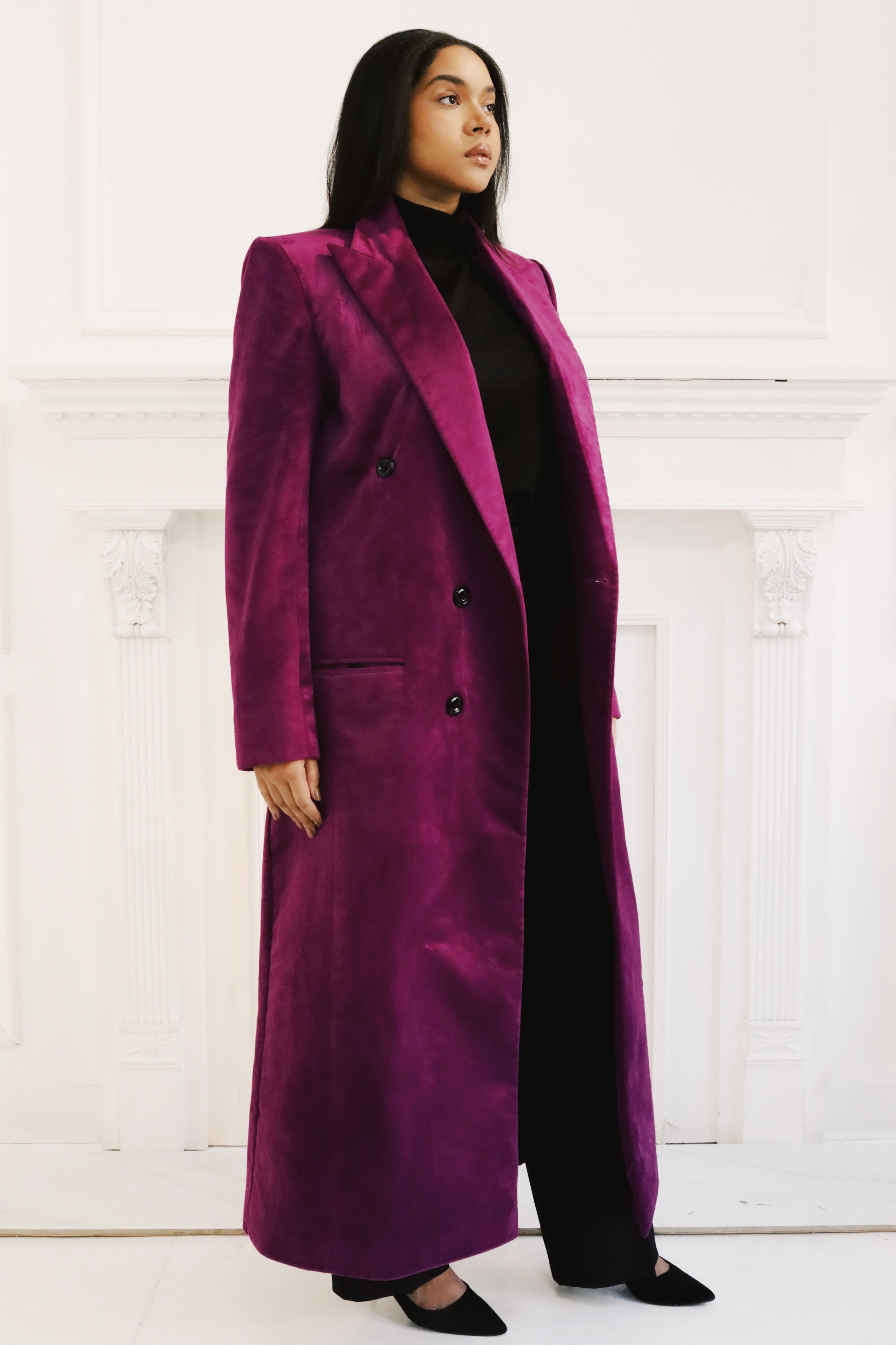Deep Magenta Velvet Coat