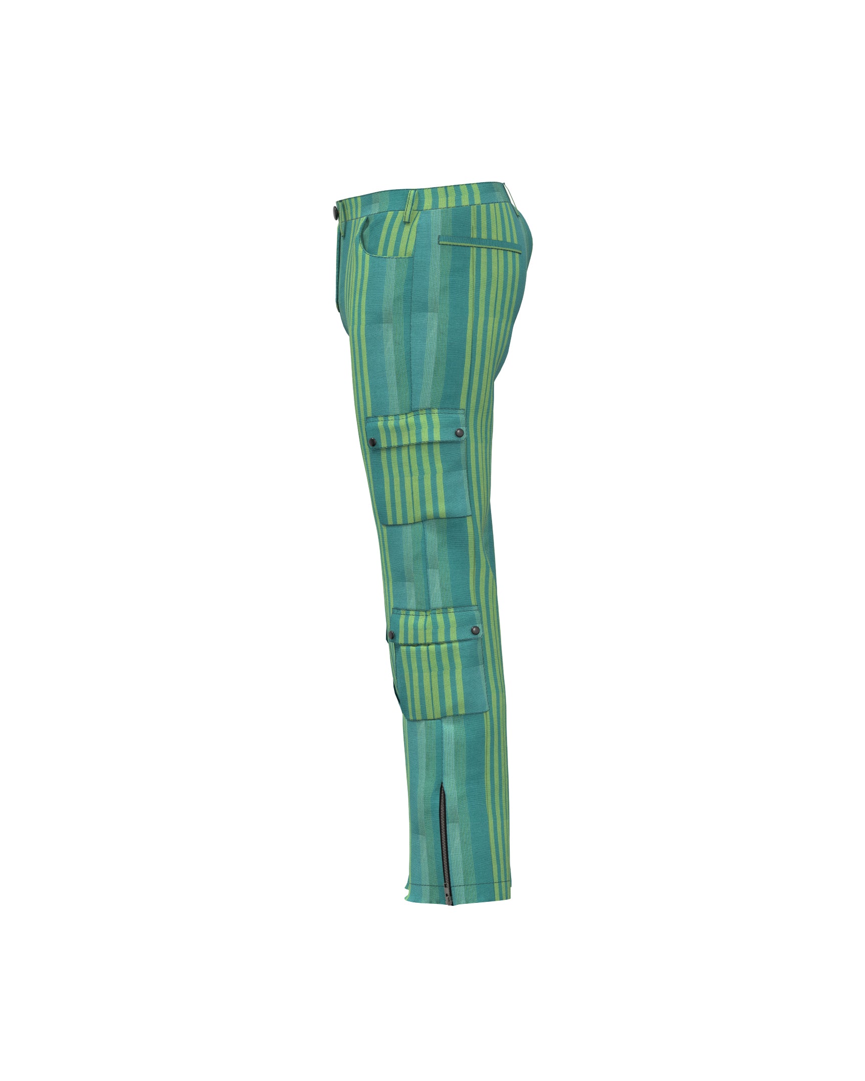 Teal-green stripes cargo pants 2.0