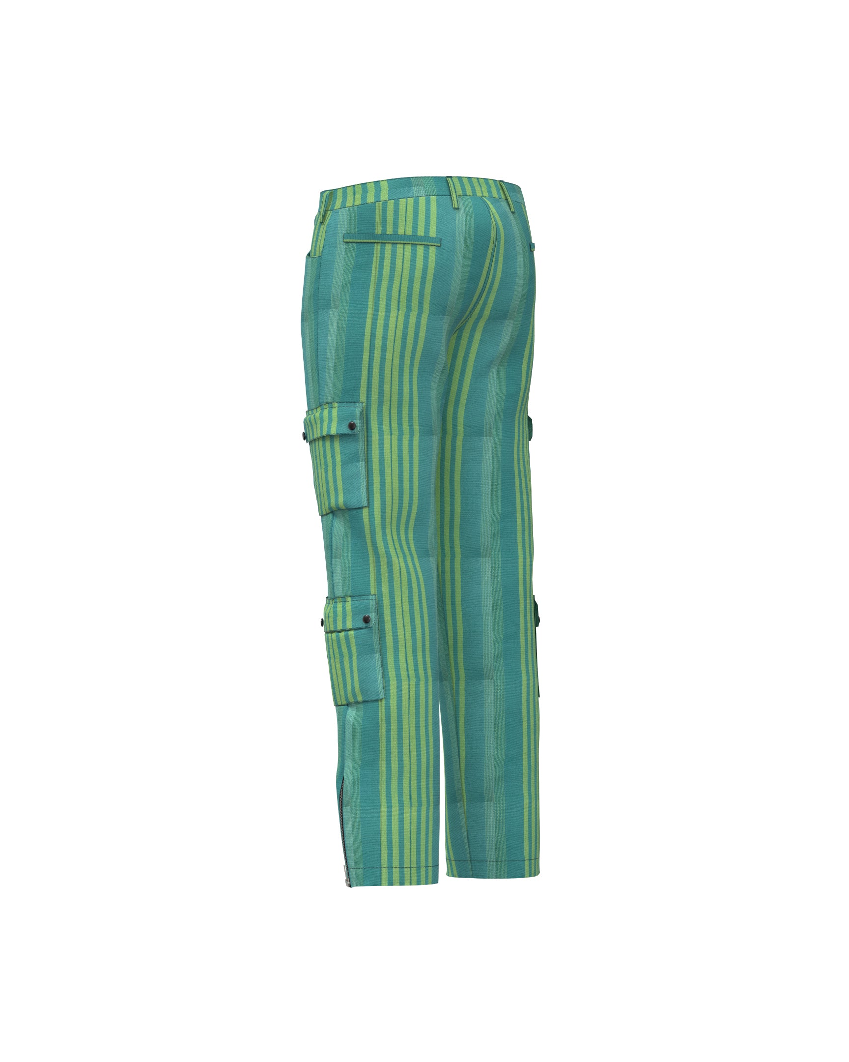 Teal-green stripes cargo pants 2.0
