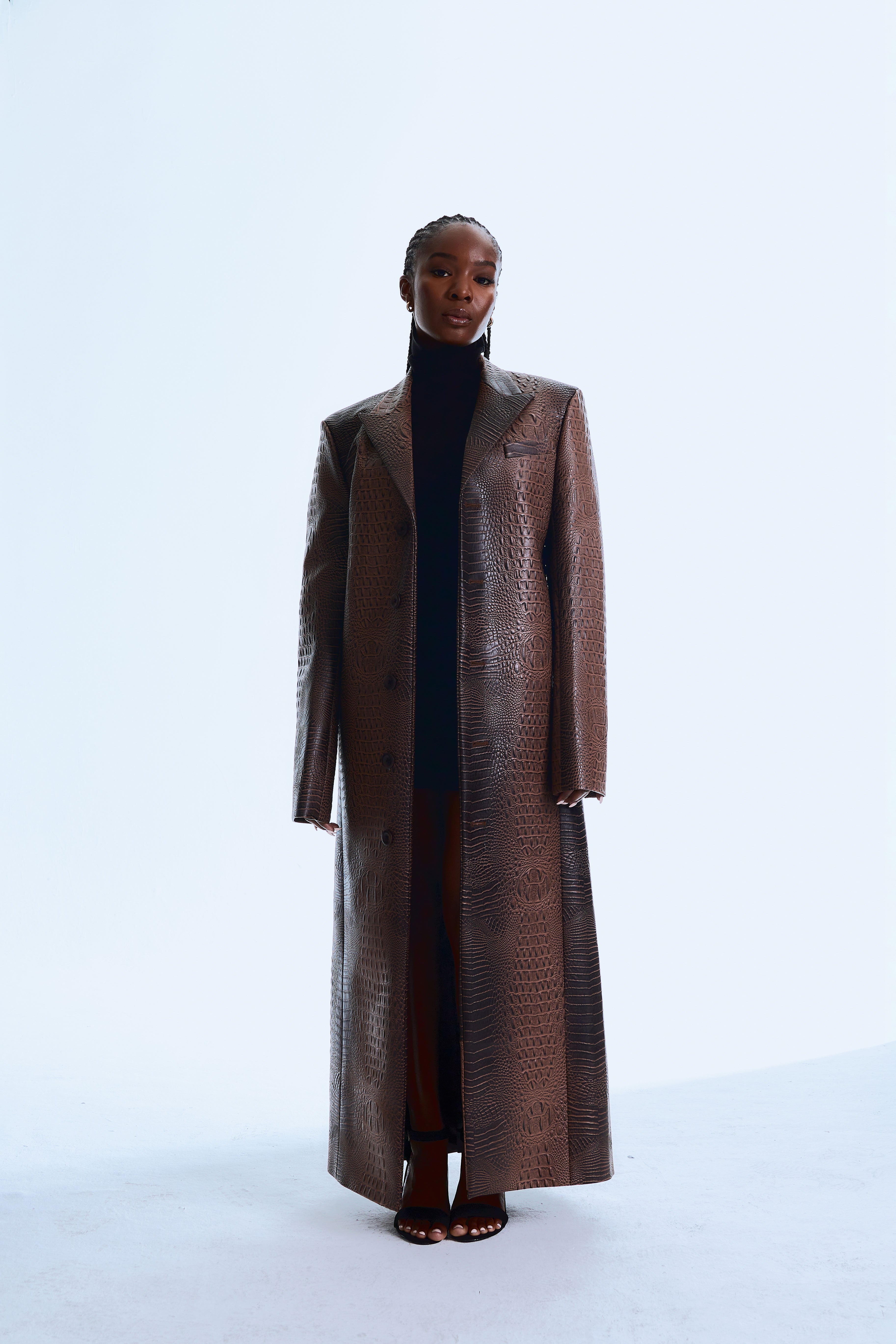 Brown Leather Trench Coat