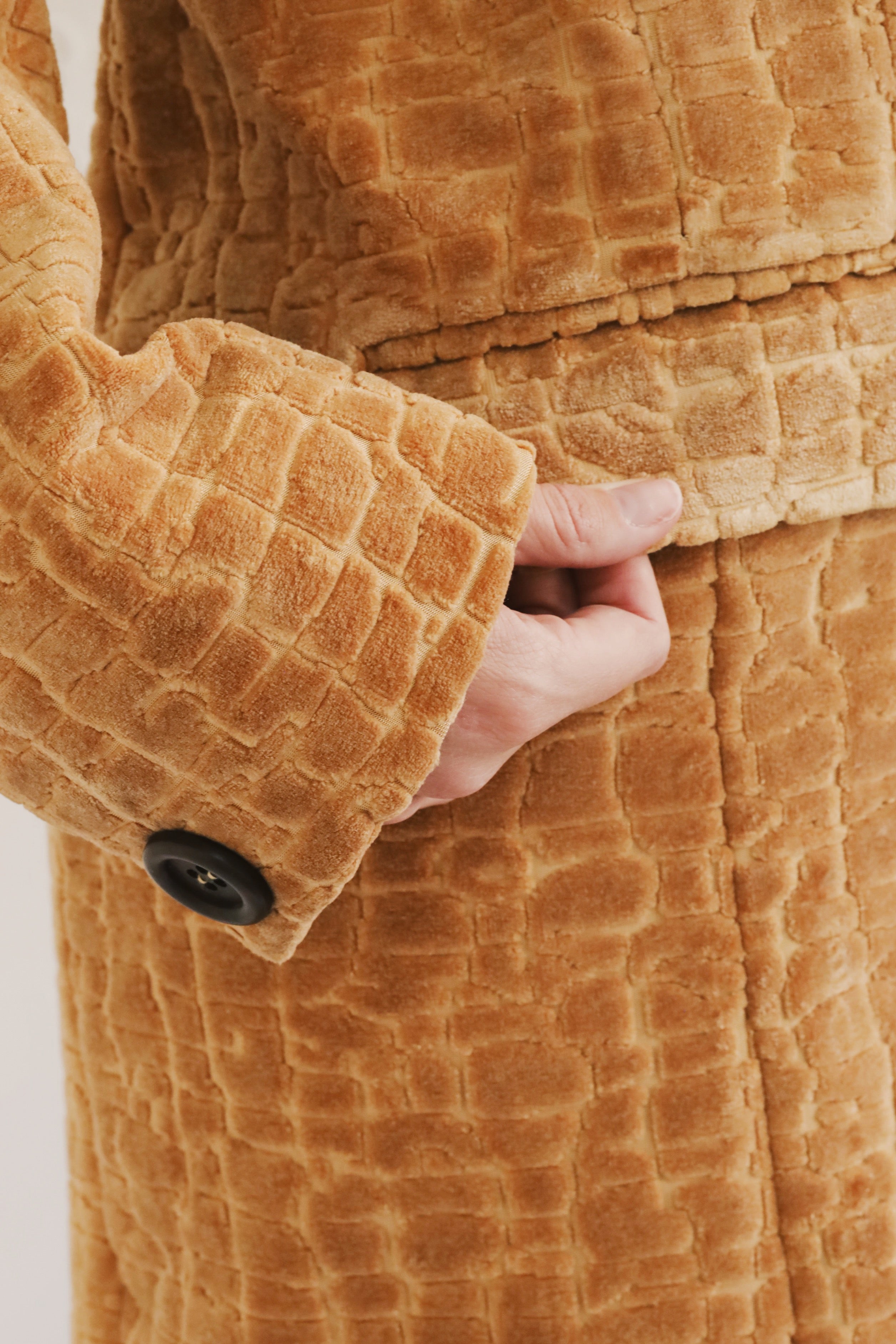 The Golden Camel Croc-Embossed Velvet Coat