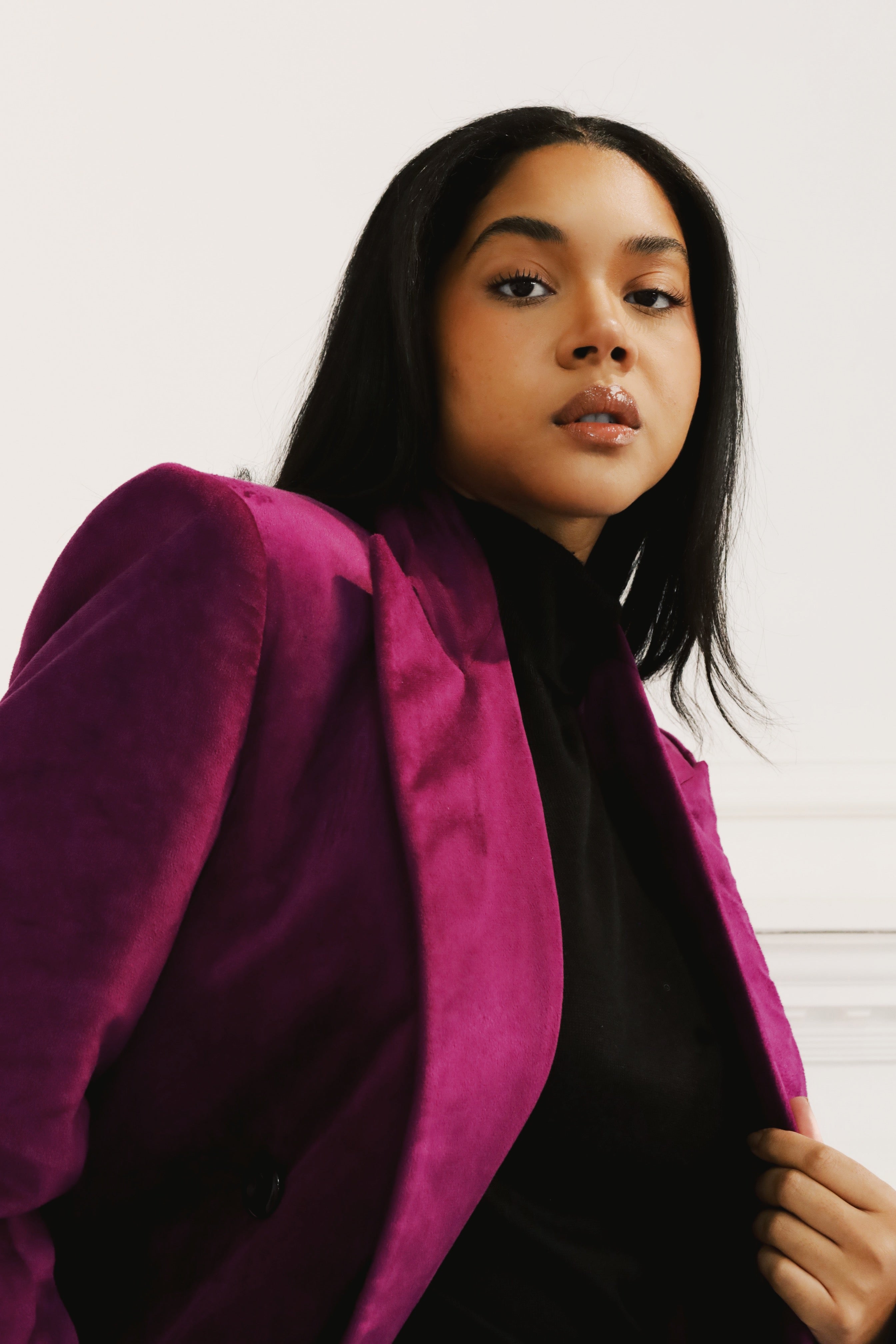 Deep Magenta Velvet Coat