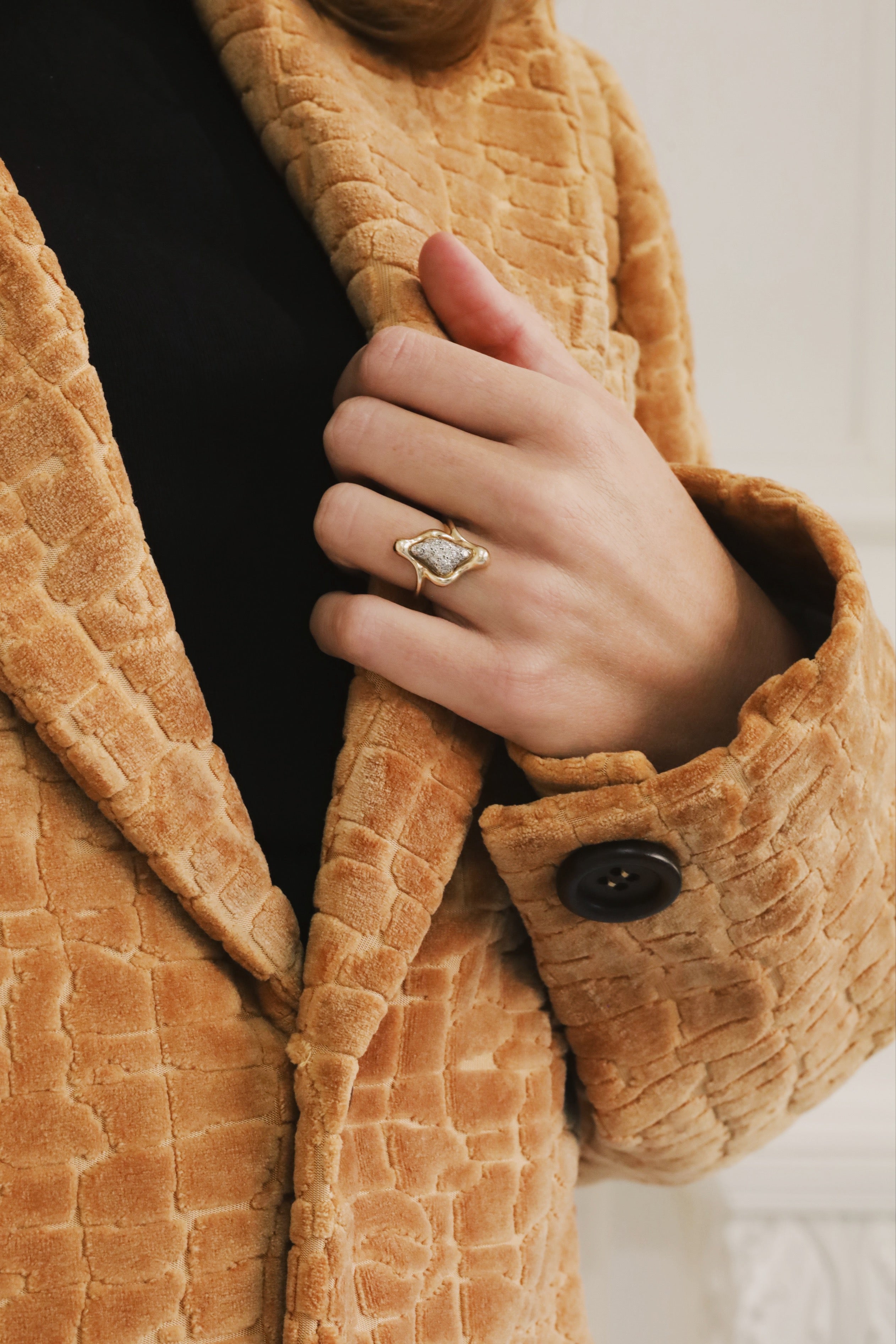 The Golden Camel Croc-Embossed Velvet Coat