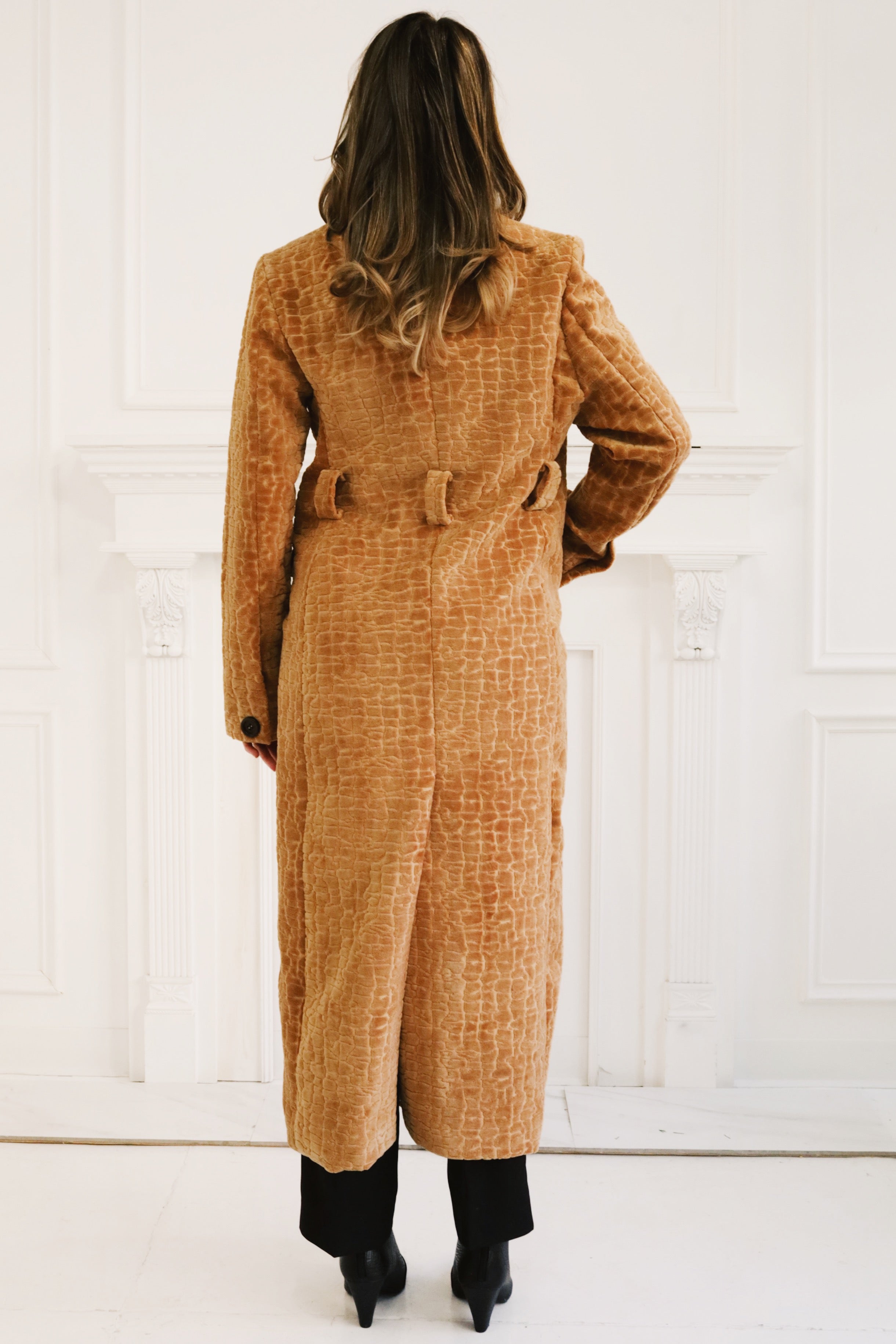 The Golden Camel Croc-Embossed Velvet Coat
