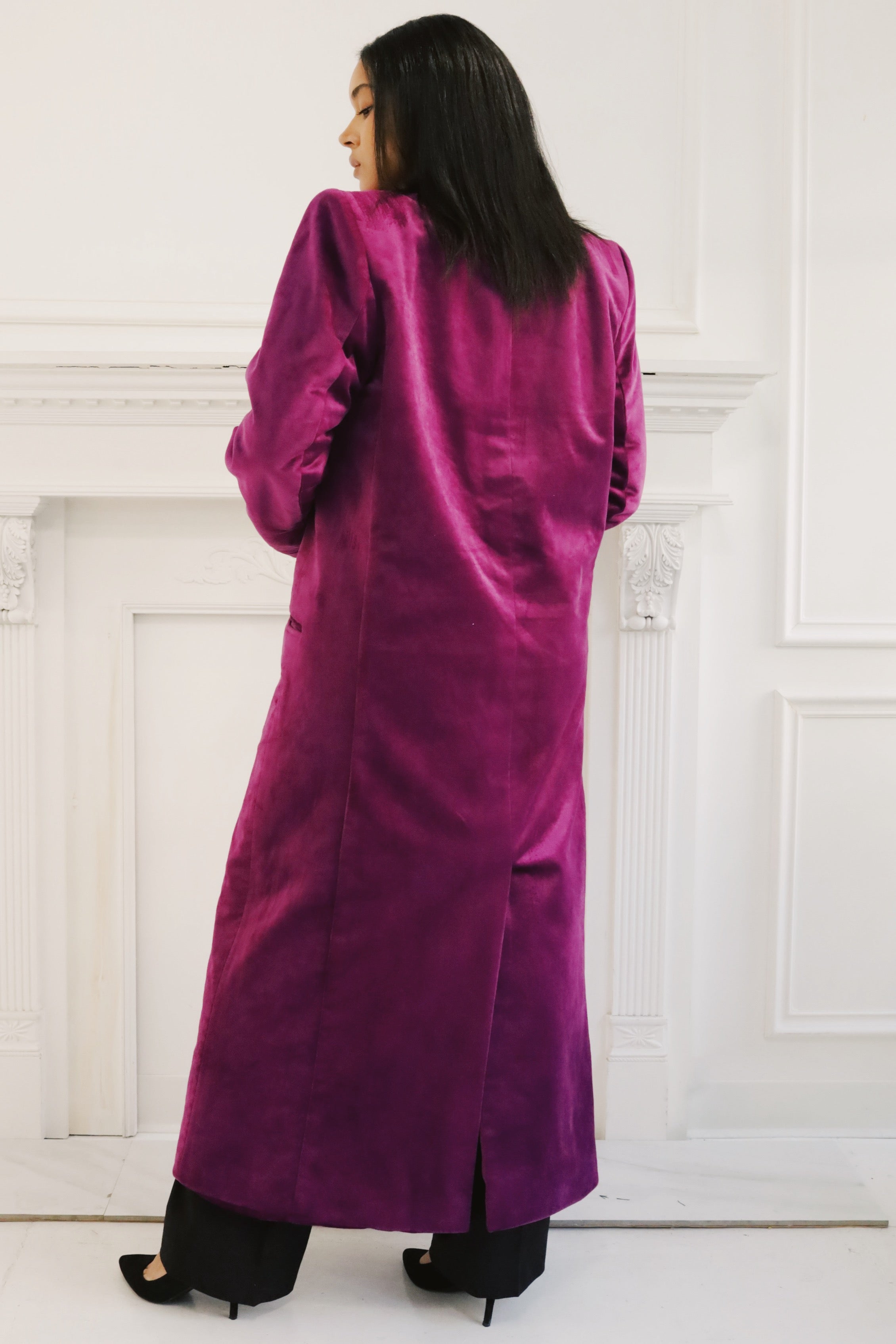 Deep Magenta Velvet Coat