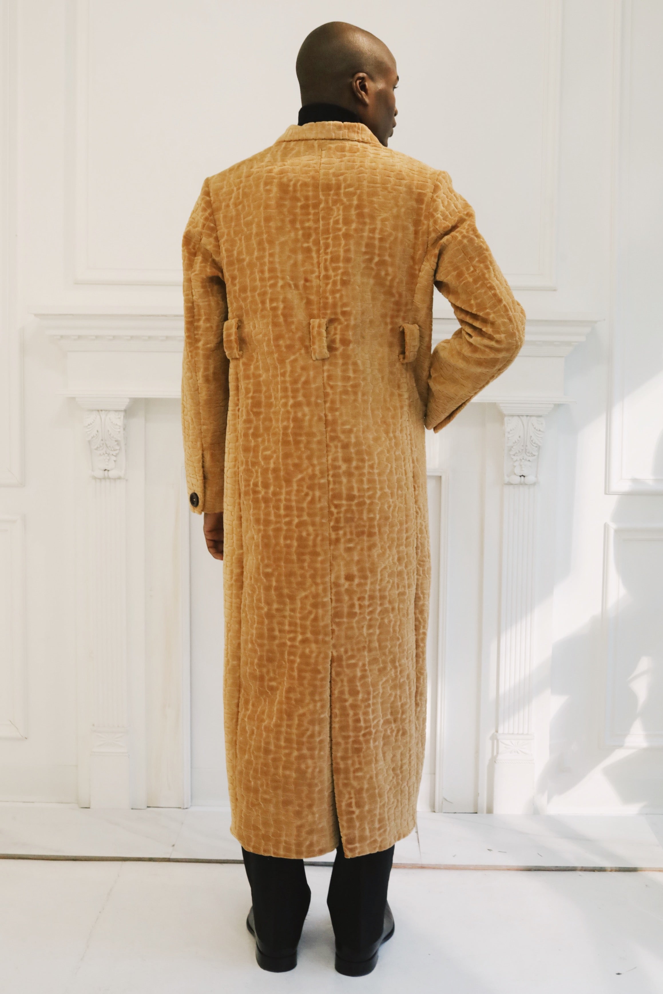 The Golden Camel Croc-Embossed Velvet Coat