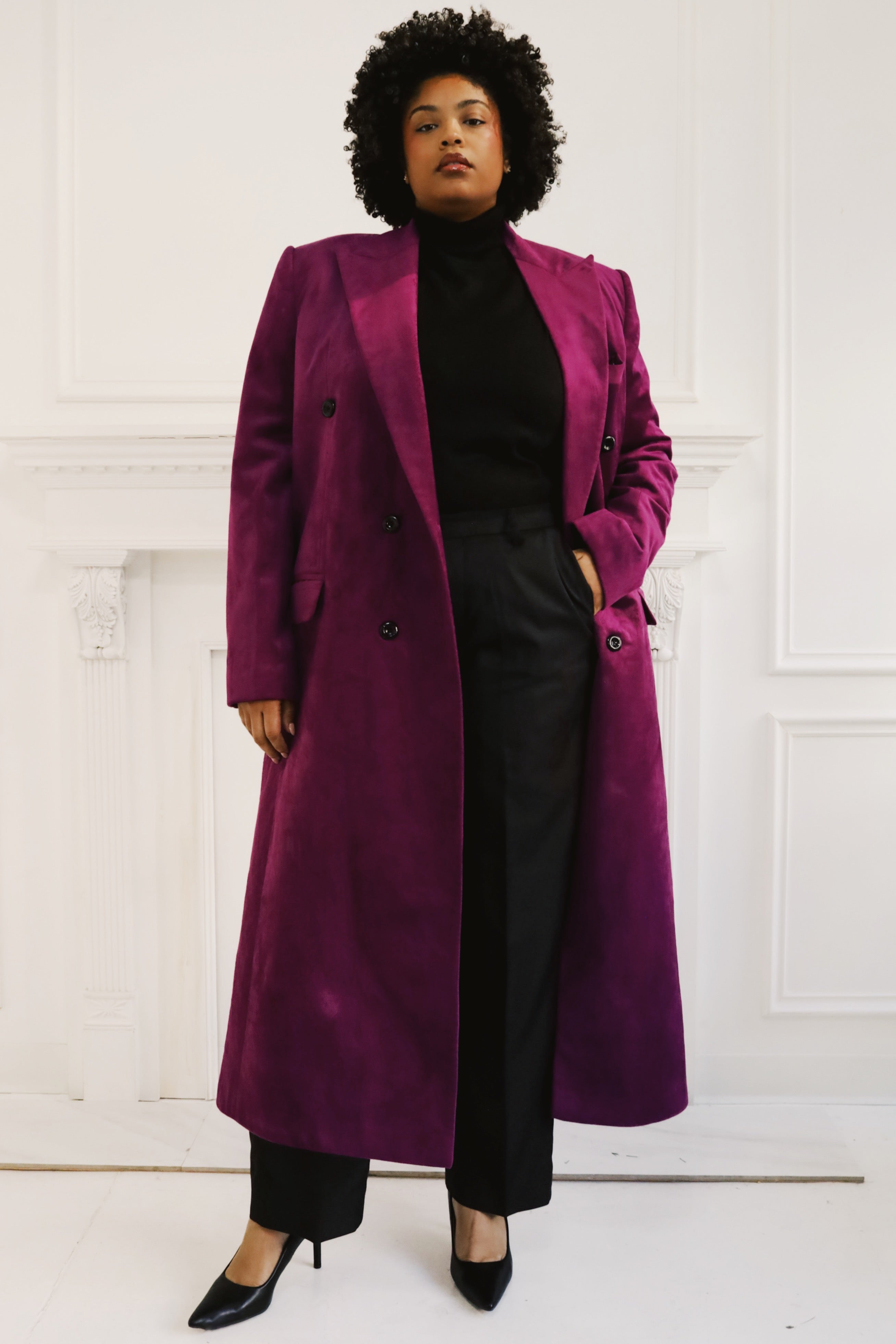 Deep Magenta Velvet Coat