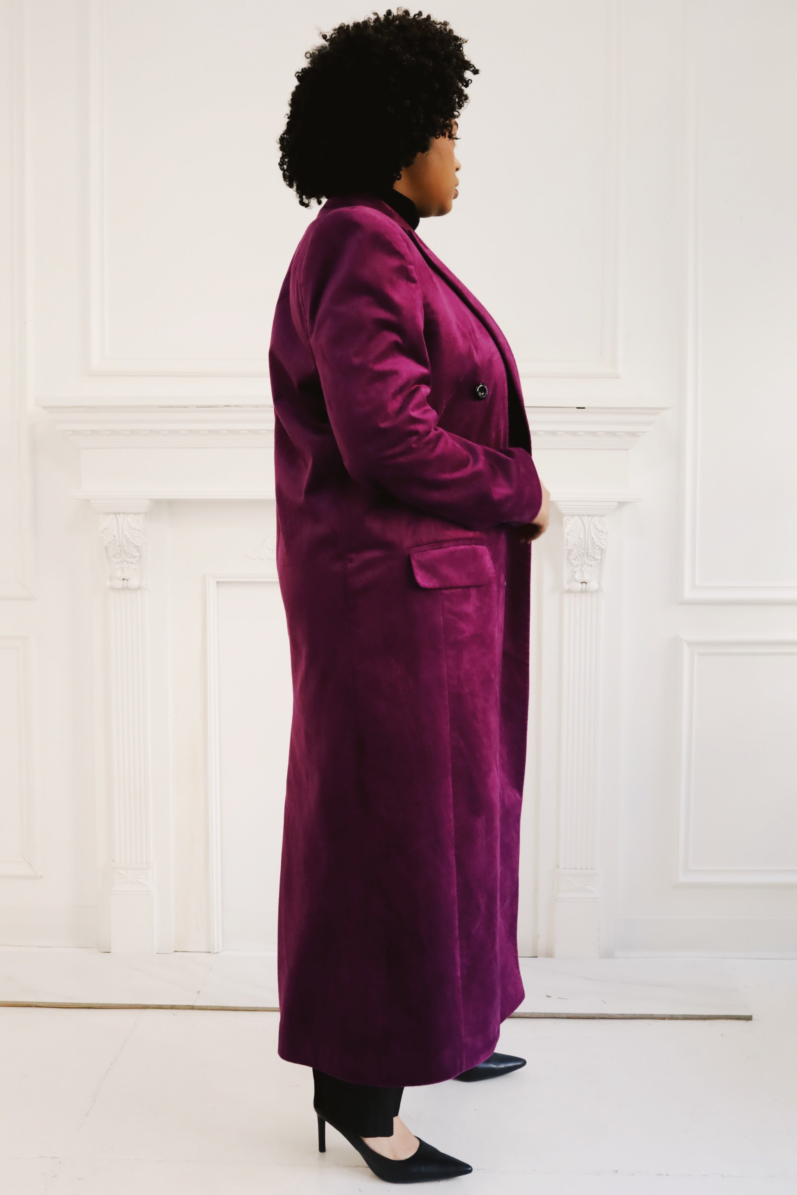 Deep Magenta Velvet Coat
