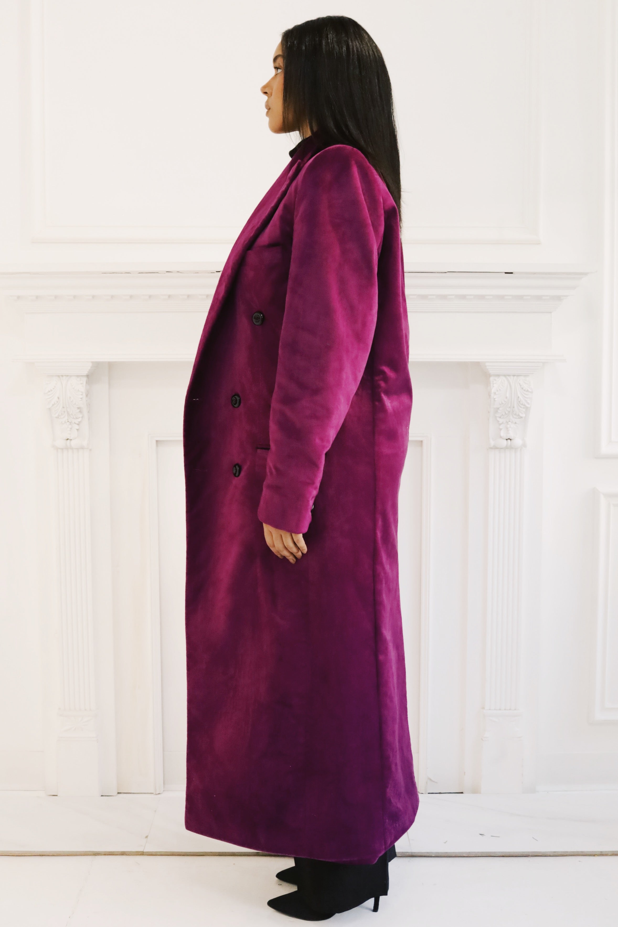 Deep Magenta Velvet Coat