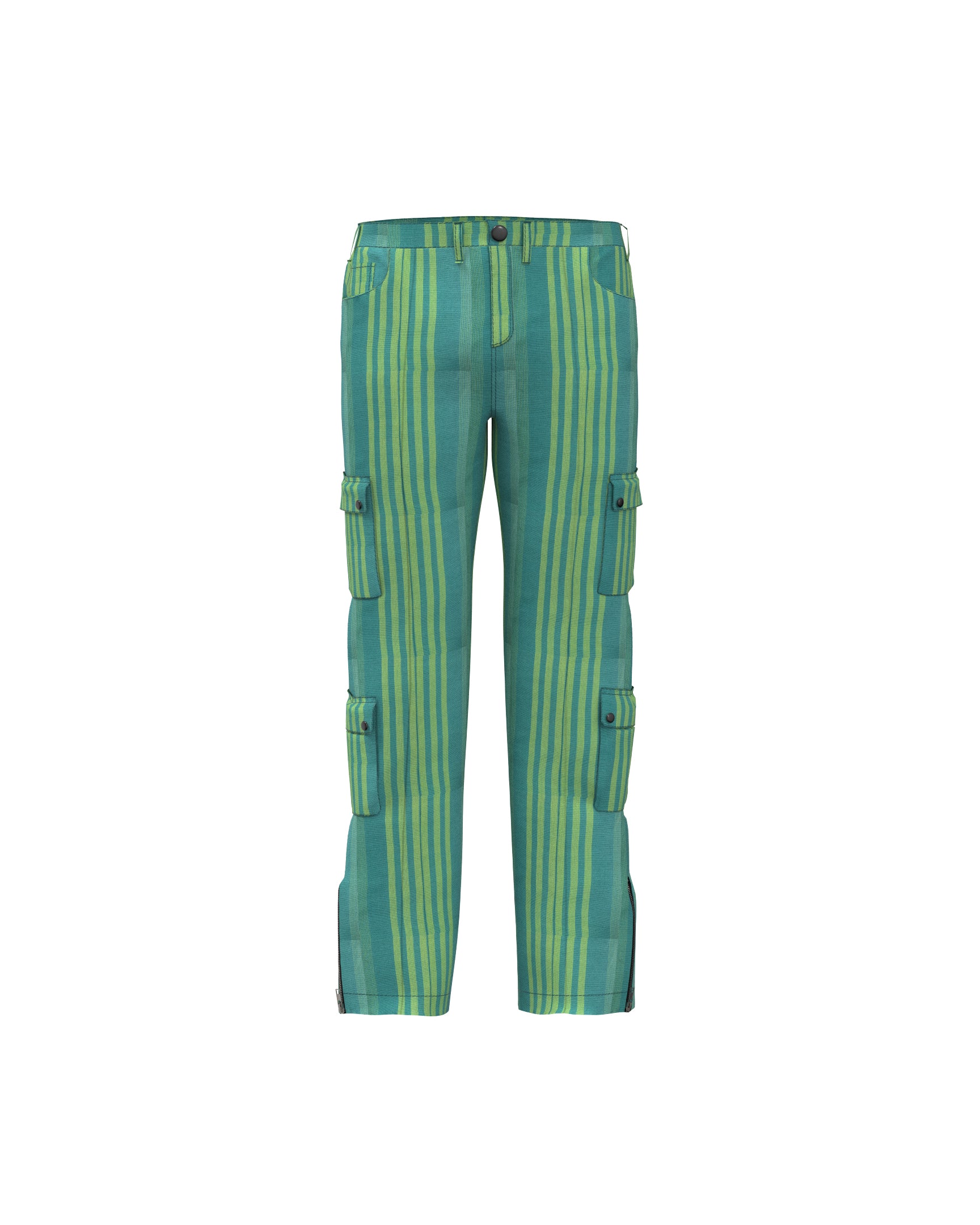 Teal-green stripes cargo pants 2.0