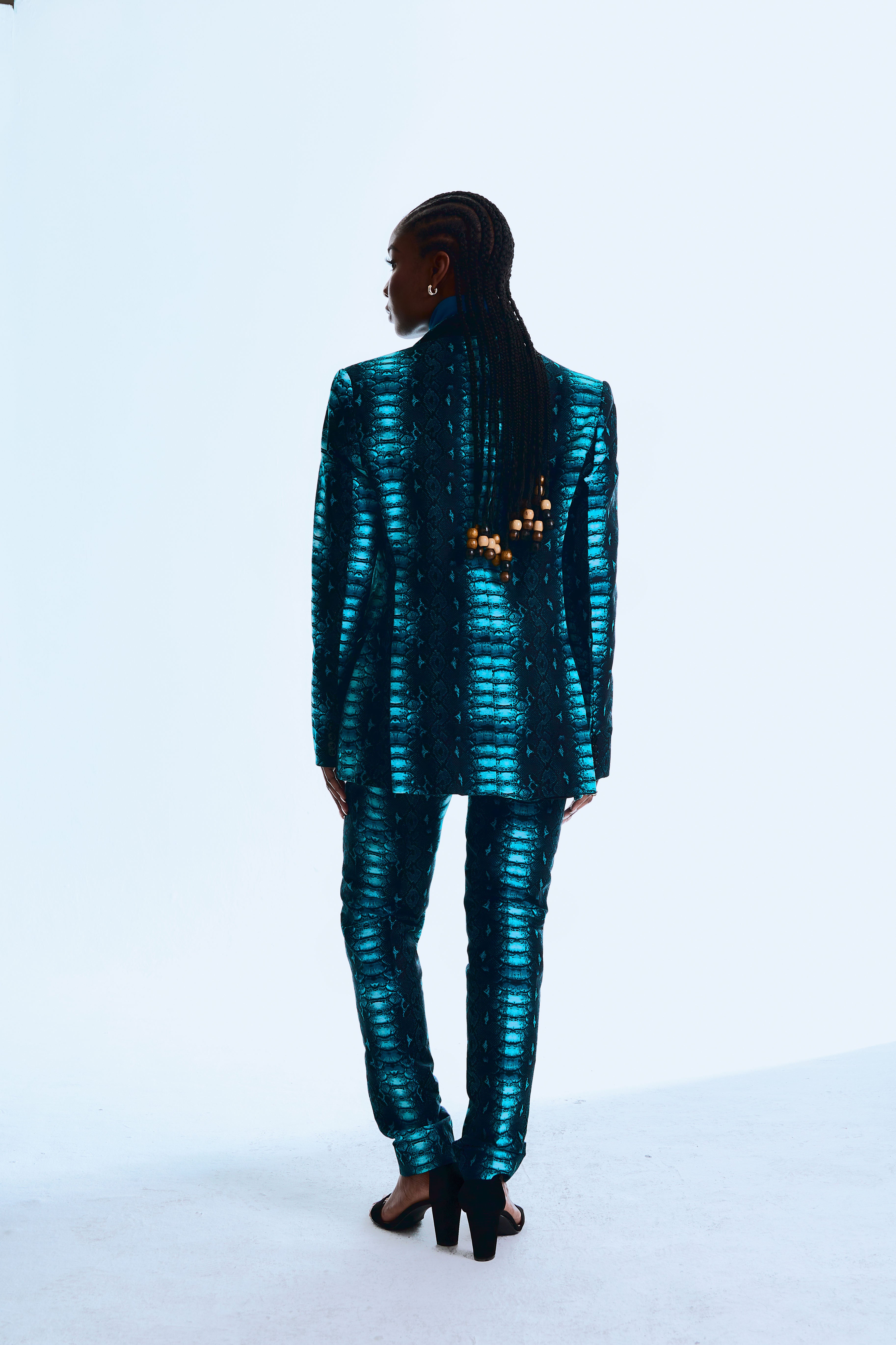 Teal Animal Skin Print 2pc suit